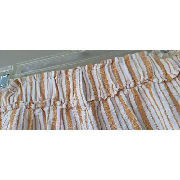 a.n.a. High Elastic Waist Wide Leg Cropped Linen Cotton Casual Striped Pants  L - Picture 11 of 11